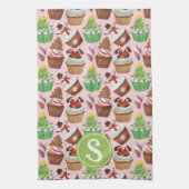 Waterverf Christmas Cupcakes Monogram Theedoek (Verticaal)