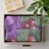 Waterverf Christmas Evergreen lint Paarse rood Tissuepapier (Geschenk)