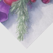 Waterverf Christmas Evergreen lint Paarse rood Tissuepapier (Detail)