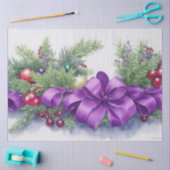 Waterverf Christmas Evergreen lint Paarse rood Tissuepapier (Craft)