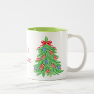 Waterverf Christmas Football Tree Tweekleurige Koffiemok