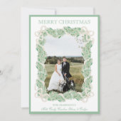 Waterverf Christmas Garland stocking drie foto's Feestdagenkaart (Voorkant)