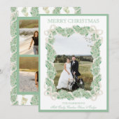 Waterverf Christmas Garland stocking drie foto's Feestdagenkaart (Voorkant / Achterkant)