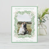 Waterverf Christmas Garland stocking drie foto's Feestdagenkaart (Staand voorkant)