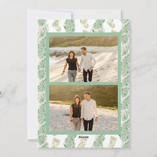 Waterverf Christmas Garland stocking drie foto's Feestdagenkaart (Achterkant)