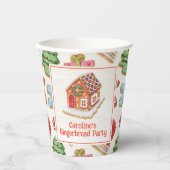 Waterverf Christmas Gingerbread House Cookies Papieren Bekers (Voorkant)