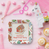 Waterverf Christmas Gingerbread House Cookies Papieren Bordje (Feest)