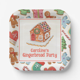 Waterverf Christmas Gingerbread House Cookies Papieren Bordje