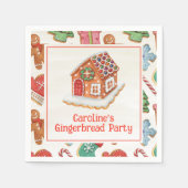 Waterverf Christmas Gingerbread House Cookies Servet (Voorkant)