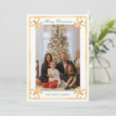 Waterverf Christmas Gold Grandmillennial Foto Feestdagenkaart (Staand voorkant)