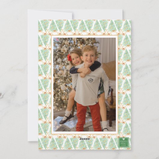 Waterverf Christmas Gold Grandmillennial Foto Feestdagenkaart (Achterkant)