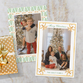 Waterverf Christmas Gold Grandmillennial Foto Feestdagenkaart