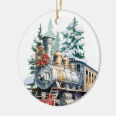waterverf Christmas Holiday train voeg bericht toe Keramisch Ornament (Links)