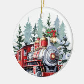 waterverf Christmas Holiday train voeg bericht toe Keramisch Ornament (Links)