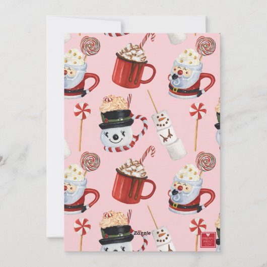 Waterverf Christmas Hot Chocolate Cocoa Foto Feestdagenkaart (Achterkant)