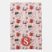 Waterverf Christmas Hot Chocolate Cocoa Monogram Theedoek (Verticaal)