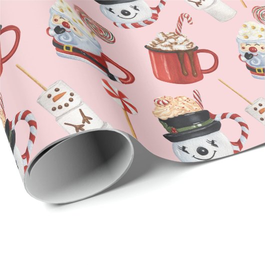Waterverf Christmas Hot Cocoa Chocolate Cadeaupapier (Rol Hoek)