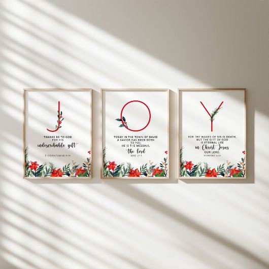 Waterverf Christmas Joy poster set van 3