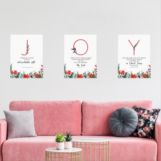 Waterverf Christmas Joy poster set van 3 (Woonkamer)