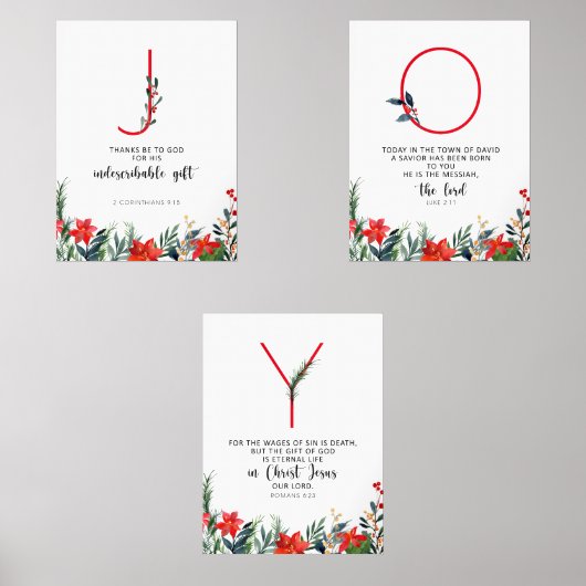 Waterverf Christmas Joy poster set van 3 (Voorkant)