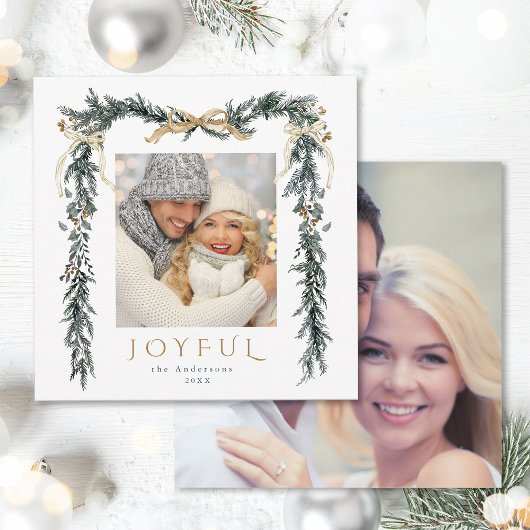 Waterverf Christmas Lijst 2 Photo Square Feestdagenkaart
