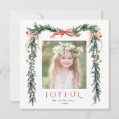 Waterverf Christmas Lijst Photo Square Feestdagenkaart (Voorkant)