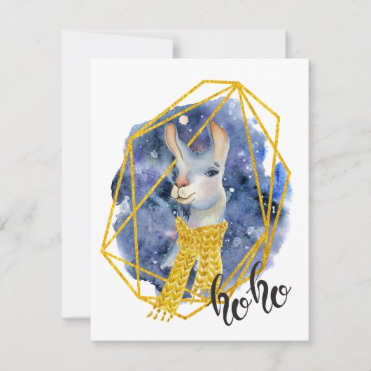 Waterverf Christmas Llama - Kerst Kaart (Voorkant)