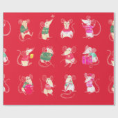 WATERVERF CHRISTMAS MOUSE GIFT WRAPPING CADEAUPAPIER (Vlak)