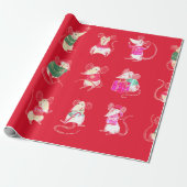WATERVERF CHRISTMAS MOUSE GIFT WRAPPING CADEAUPAPIER (Uitgerold)