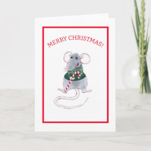 WATERVERF CHRISTMAS MOUSE MET KANDY CANE