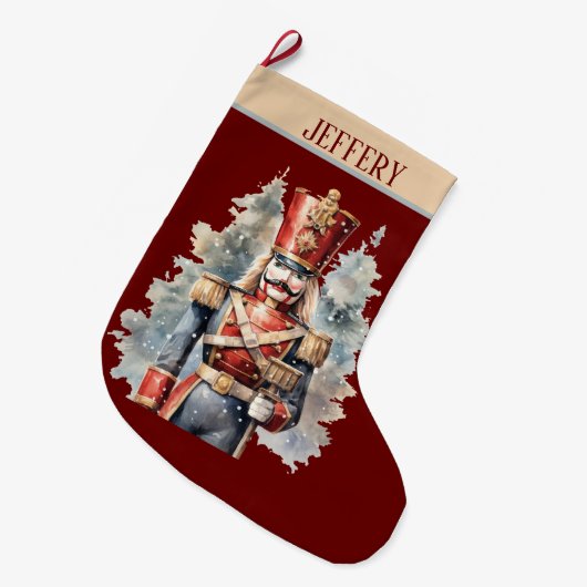 Waterverf Christmas nutcracker Voeg naam toe Grote Kerstsok (Voorkant (Hangend))