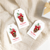 Waterverf Christmas Pine Cone Gift Labels Bow Cadeaulabel