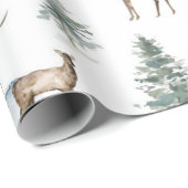 Waterverf Christmas Pine Tree & Reindeer Cadeaupapier (Rol Hoek)