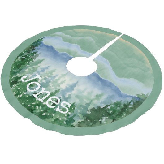 Waterverf Christmas Pines Monogram Naam Kerstboom Rok (Gekanteld)