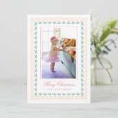 Waterverf Christmas Pink Grandmillennial Foto Feestdagenkaart (Staand voorkant)