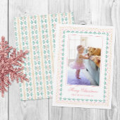 Waterverf Christmas Pink Grandmillennial Foto Feestdagenkaart