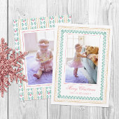 Waterverf Christmas Pink Grandmillennial Foto Feestdagenkaart