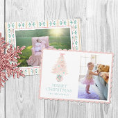 Waterverf Christmas Pink Grandmillennial Foto Feestdagenkaart