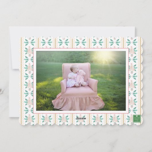 Waterverf Christmas Pink Grandmillennial Foto Feestdagenkaart (Achterkant)