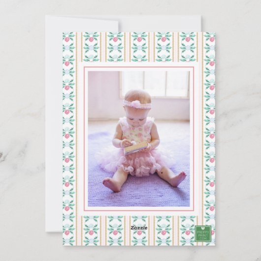 Waterverf Christmas Pink Grandmillennial Foto Feestdagenkaart (Achterkant)