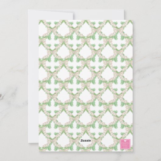 Waterverf Christmas Pink Green Bow Garland Foto Feestdagenkaart (Achterkant)