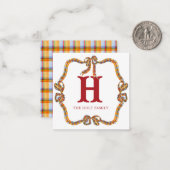 Waterverf Christmas Plaid Bow Garland behuizing Notitiekaartje (Voorkant / Achterkant in situ)