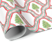 Waterverf Christmas Plaid Ribbon Kerstboom Cadeaupapier (Rol Hoek)