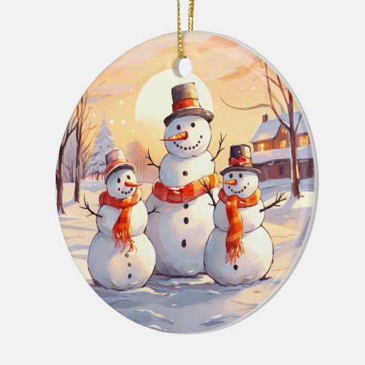 Waterverf Christmas Snowman Ornament (Links)