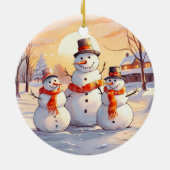 Waterverf Christmas Snowman Ornament (Achterkant)
