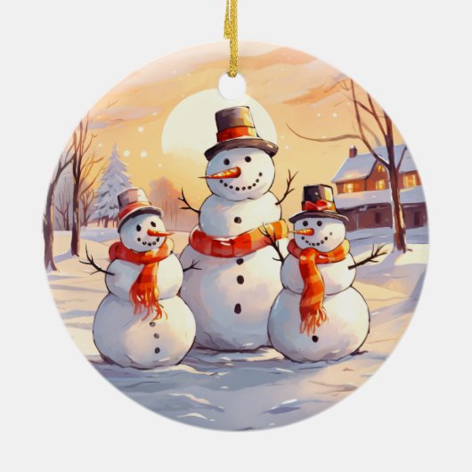Waterverf Christmas Snowman Ornament (Achterkant)