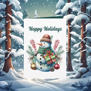 Waterverf Christmas snowman tekst toevoegen Kaart