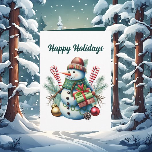 Waterverf Christmas snowman tekst toevoegen Kaart