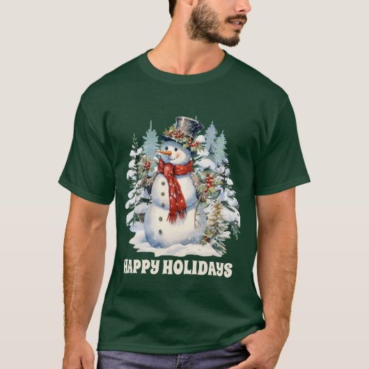 Waterverf Christmas snowman tekst toevoegen T-shirt (Voorkant)