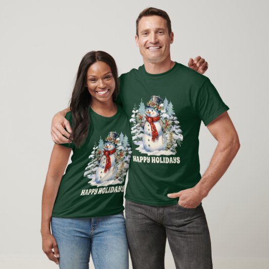 Waterverf Christmas snowman tekst toevoegen T-shirt (Unisex)